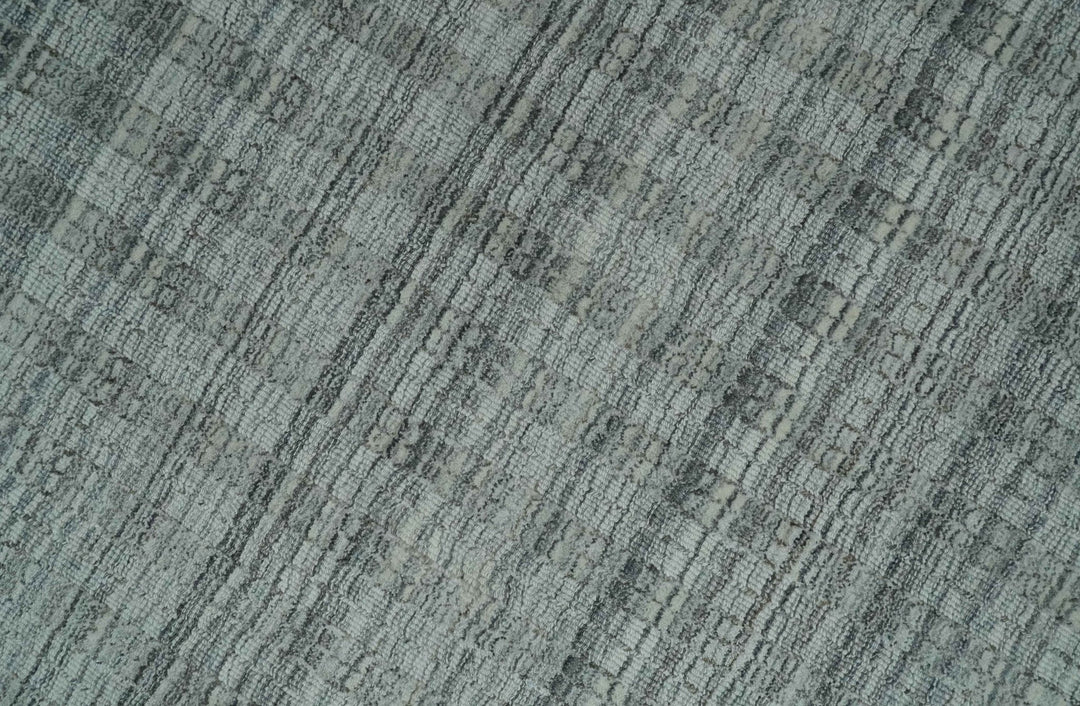 Hand Made 8x10 Modern Stripes Charcoal, Gray and Beige Scandinavian Blended Wool Flatwoven Area Rug | KE9 - The Rug Decor