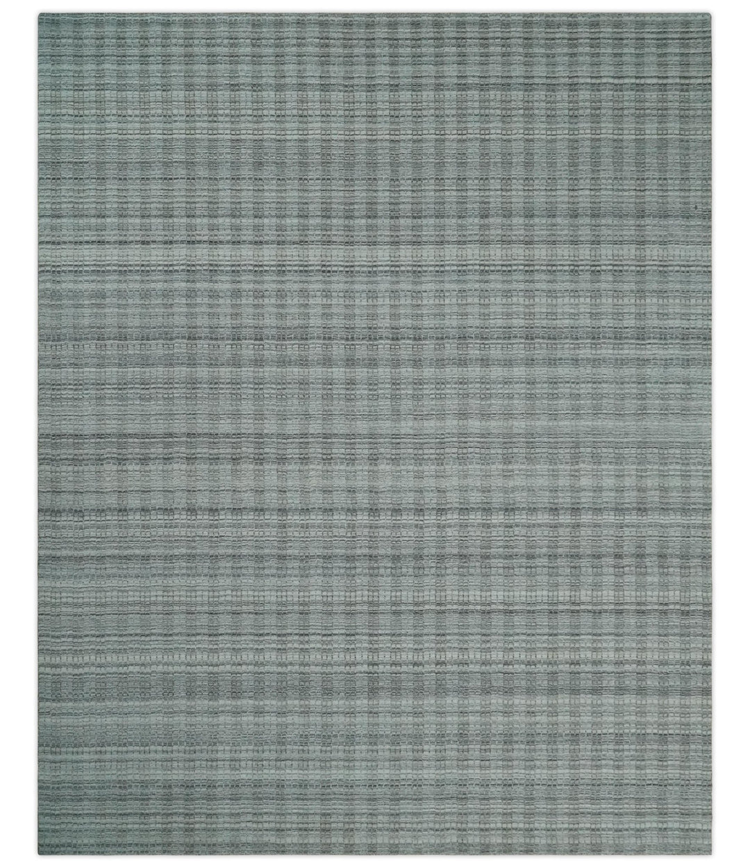 Hand Made 8x10 Modern Stripes Charcoal, Gray and Beige Scandinavian Blended Wool Flatwoven Area Rug | KE9 - The Rug Decor
