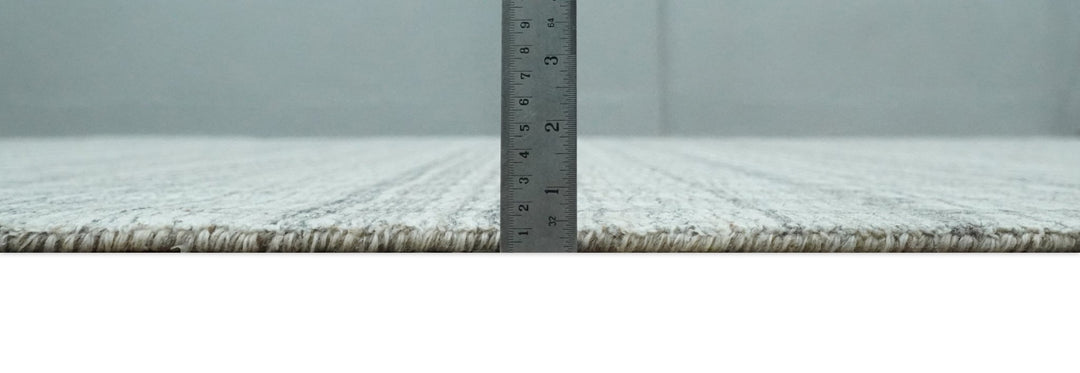 Hand Made 8x10 Modern Stripes Charcoal, Gray and Beige Scandinavian Blended Wool Flatwoven Area Rug | KE9 - The Rug Decor