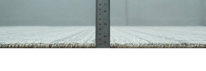 Hand Made 8x10 Modern Stripes Charcoal, Gray and Beige Scandinavian Blended Wool Flatwoven Area Rug | KE9 - The Rug Decor