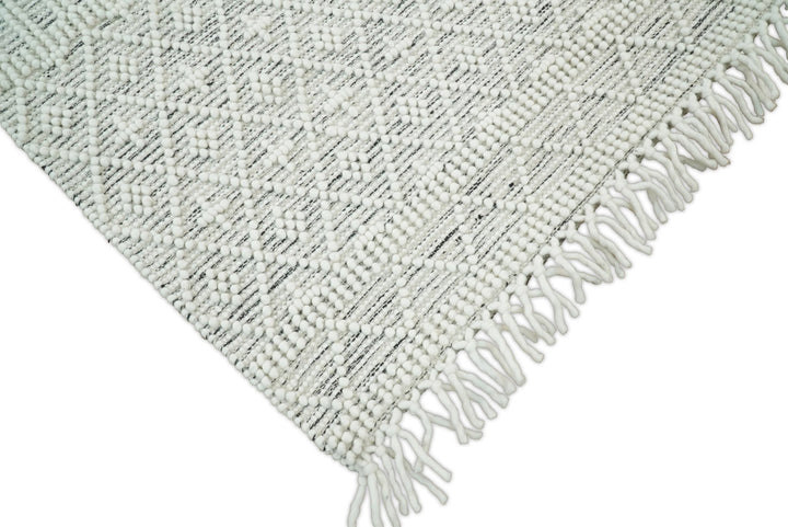 Hand Made Woolen Chunky and Soft White Wool Area Rug | CAL1 - The Rug Decor