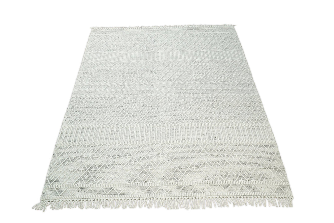 Hand Made Woolen Chunky and Soft White Wool Area Rug | CAL1 - The Rug Decor