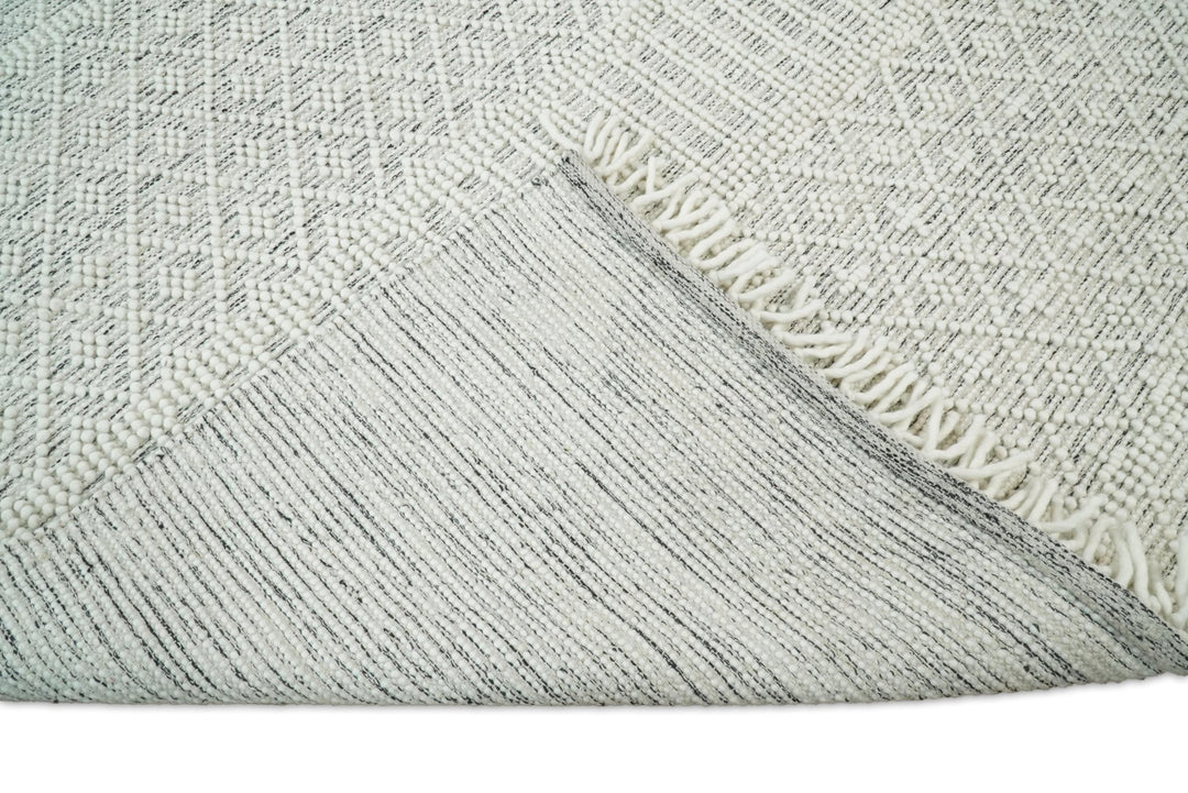 Hand Made Woolen Chunky and Soft White Wool Area Rug | CAL1 - The Rug Decor