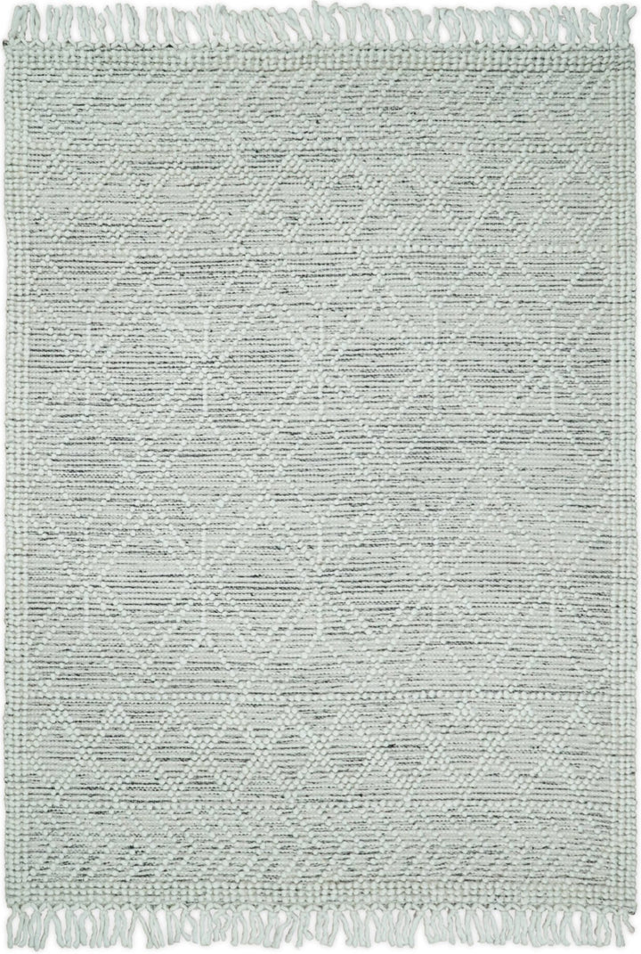 Hand Made Woolen Chunky and Soft White Wool Area Rug | CAL4 - The Rug Decor