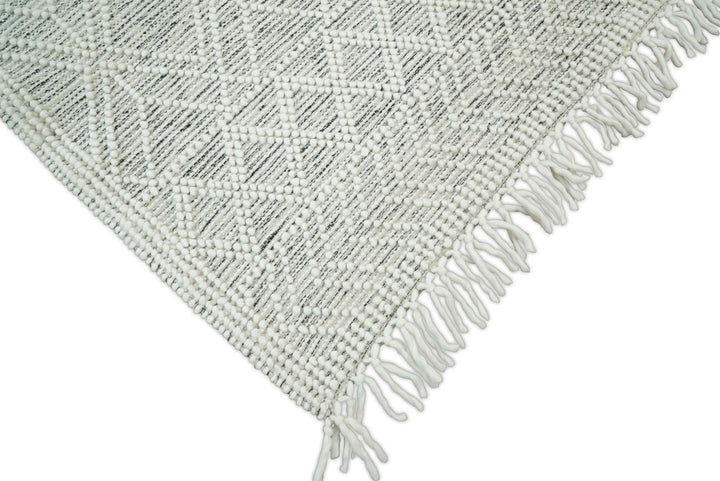 Hand Made Woolen Chunky and Soft White Wool Area Rug | CAL4 - The Rug Decor