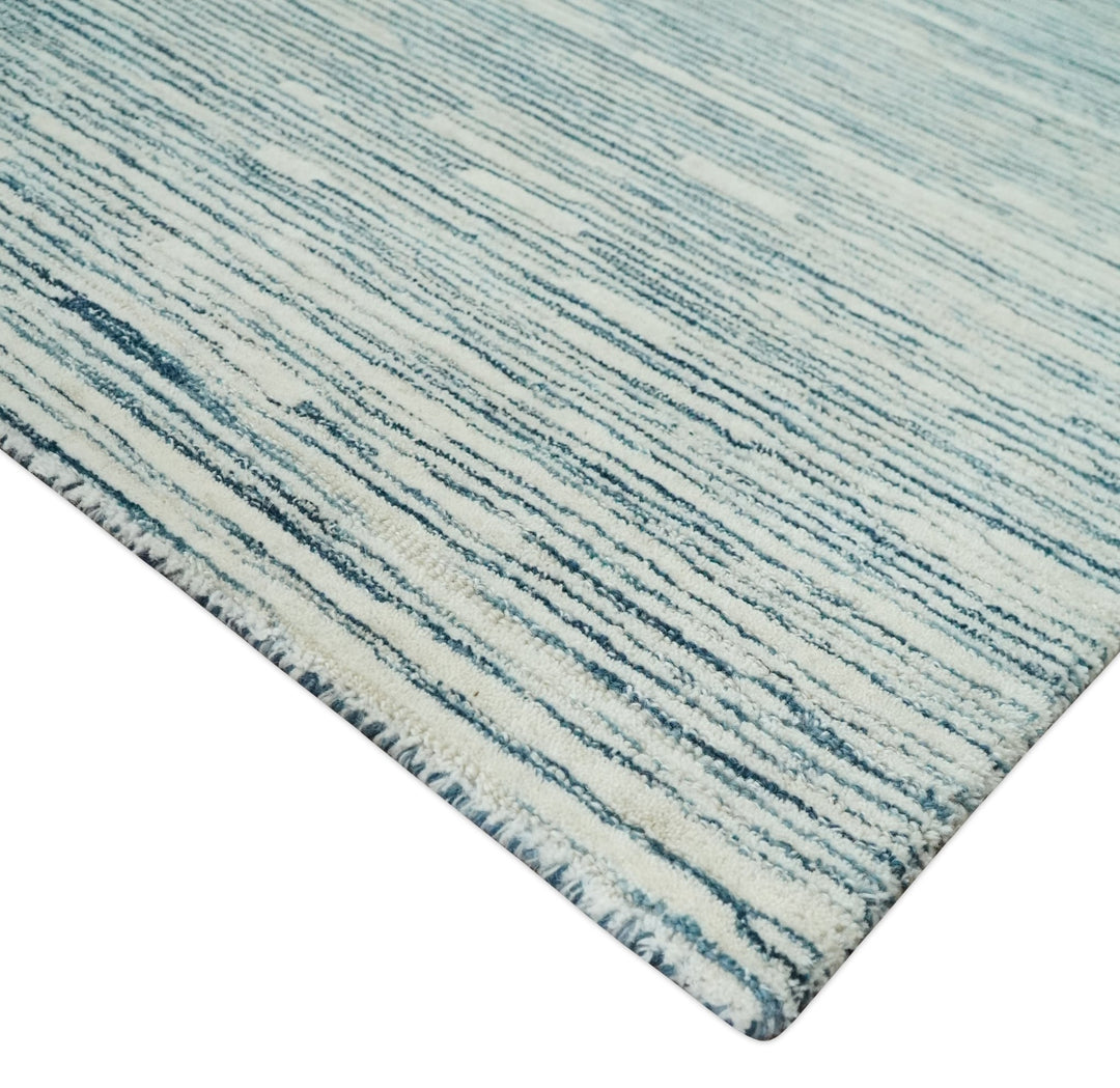 Hand Tufted 2x3, 3x5, 5x8, 6x9, 8x10 and 9x12 Woolen Modern White and Blue Area Rug | CLO2 - The Rug Decor