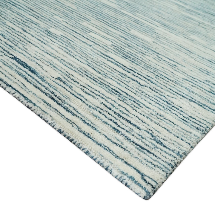 Hand Tufted 2x3, 3x5, 5x8, 6x9, 8x10 and 9x12 Woolen Modern White and Blue Area Rug | CLO2 - The Rug Decor