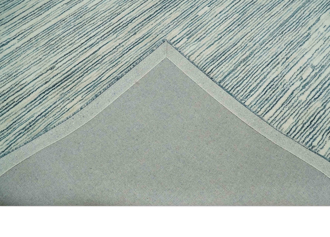 Hand Tufted 2x3, 3x5, 5x8, 6x9, 8x10 and 9x12 Woolen Modern White and Blue Area Rug | CLO2 - The Rug Decor