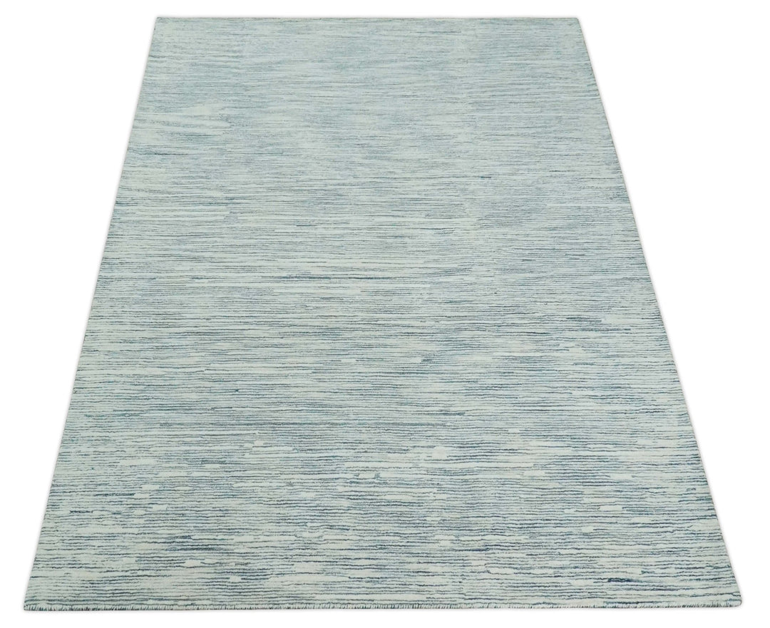 Hand Tufted 2x3, 3x5, 5x8, 6x9, 8x10 and 9x12 Woolen Modern White and Blue Area Rug | CLO2 - The Rug Decor