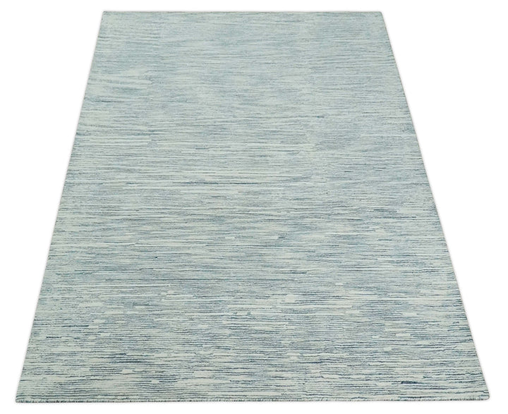 Hand Tufted 2x3, 3x5, 5x8, 6x9, 8x10 and 9x12 Woolen Modern White and Blue Area Rug | CLO2 - The Rug Decor