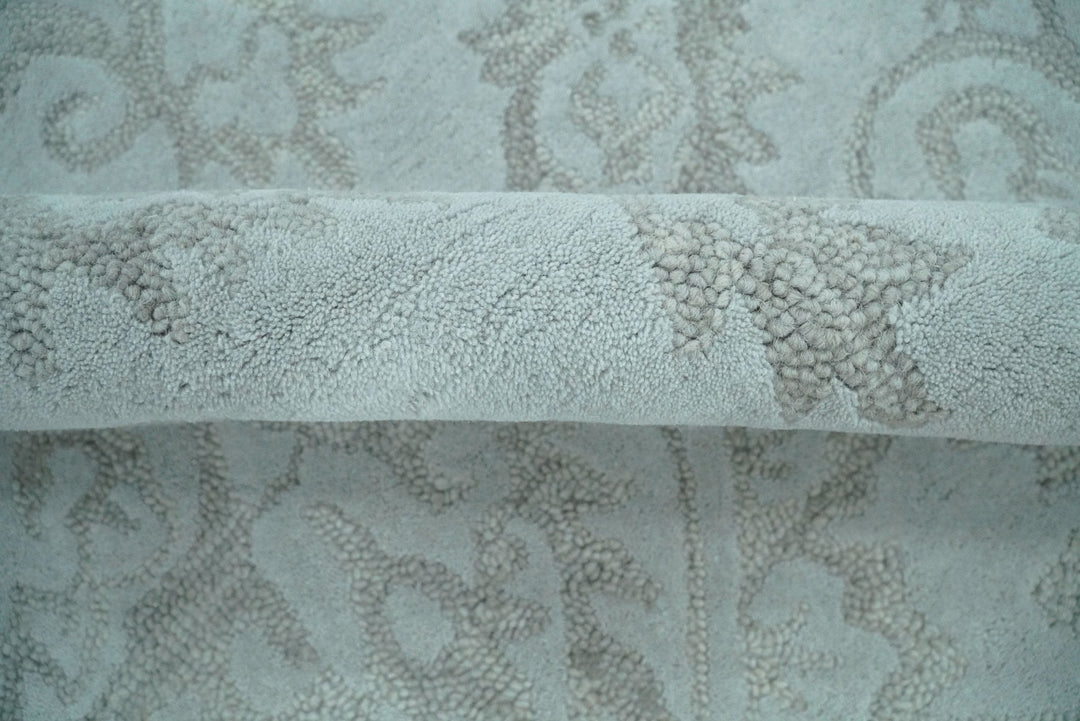 Hand Tufted 5x8 and 8x11 Aqua Blue and Beige Traditional Wool Area Rug | TRD6381 - The Rug Decor