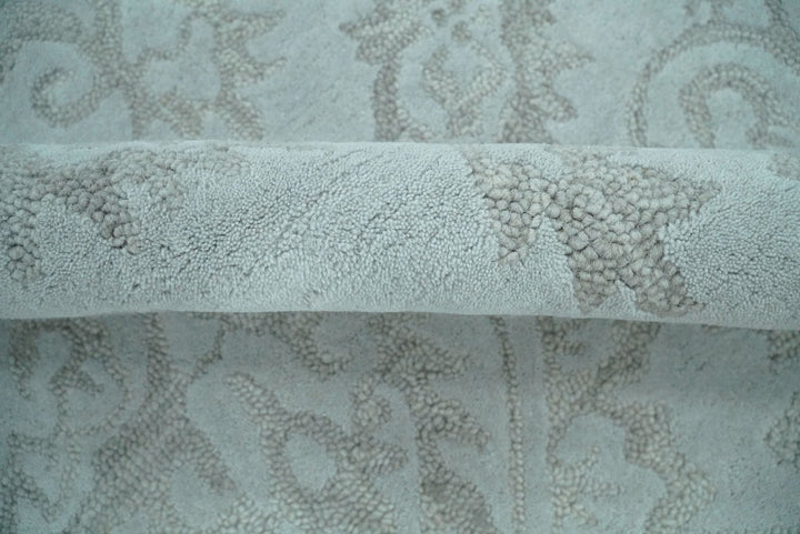 Hand Tufted 5x8 and 8x11 Aqua Blue and Beige Traditional Wool Area Rug | TRD6381 - The Rug Decor