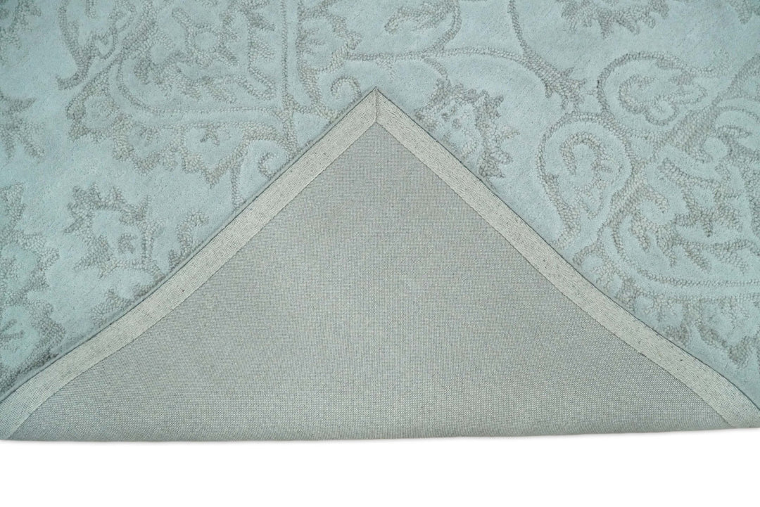 Hand Tufted 5x8 and 8x11 Aqua Blue and Beige Traditional Wool Area Rug | TRD6381 - The Rug Decor