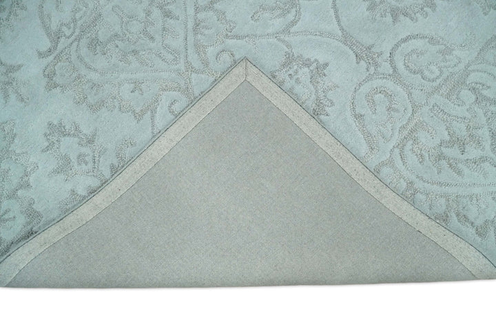 Hand Tufted 5x8 and 8x11 Aqua Blue and Beige Traditional Wool Area Rug | TRD6381 - The Rug Decor