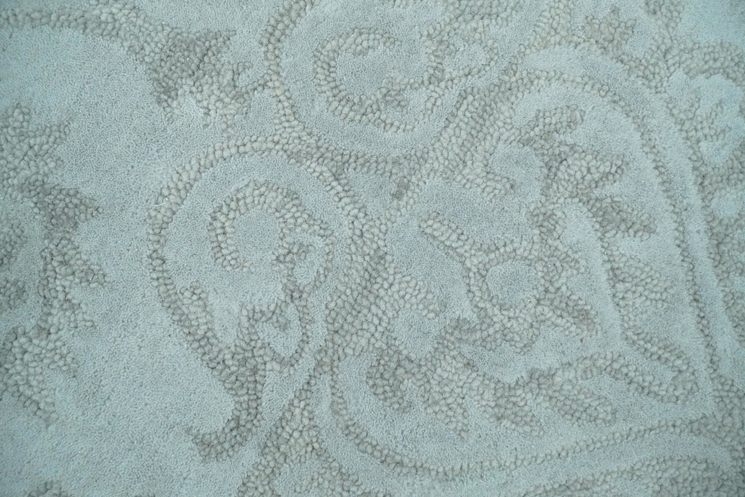 Hand Tufted 5x8 and 8x11 Aqua Blue and Beige Traditional Wool Area Rug | TRD6381 - The Rug Decor