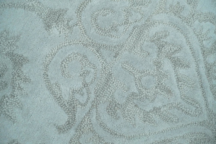 Hand Tufted 5x8 and 8x11 Aqua Blue and Beige Traditional Wool Area Rug | TRD6381 - The Rug Decor