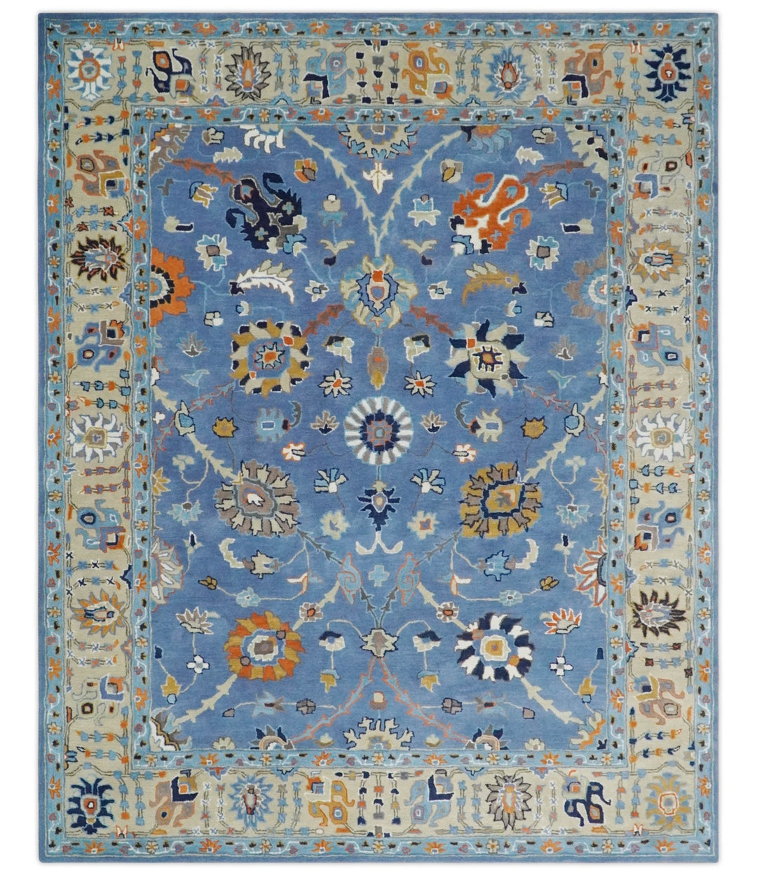 Hand Tufted Blue and Beige Modern Colorful Oushak Rug, Kids, Living Room and Bedroom Rug | TRD6478 - The Rug Decor
