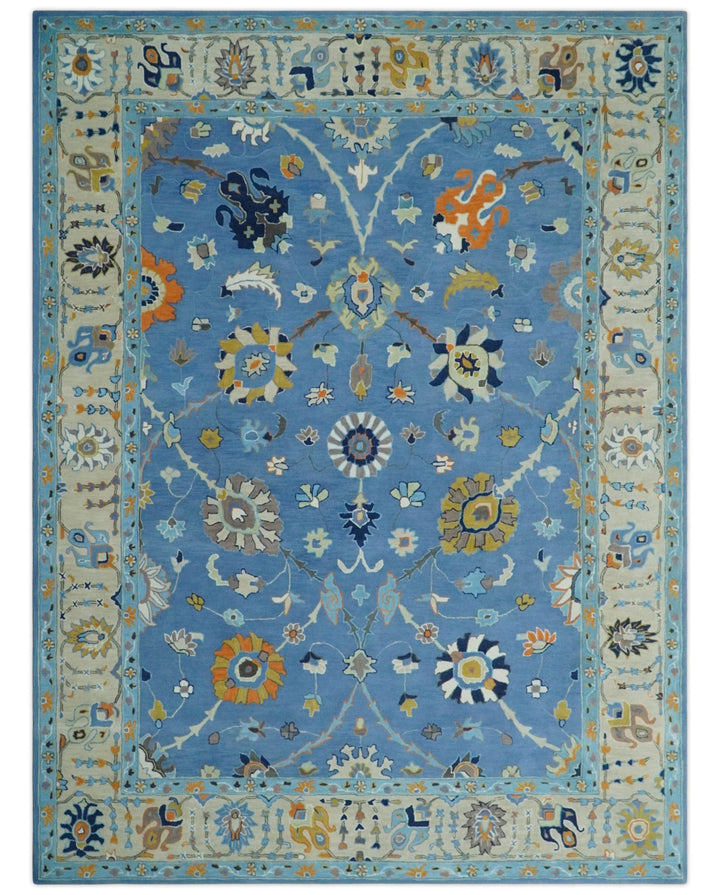 Hand Tufted Blue and Beige Modern Colorful Oushak Rug, Kids, Living Room and Bedroom Rug | TRD6478 - The Rug Decor