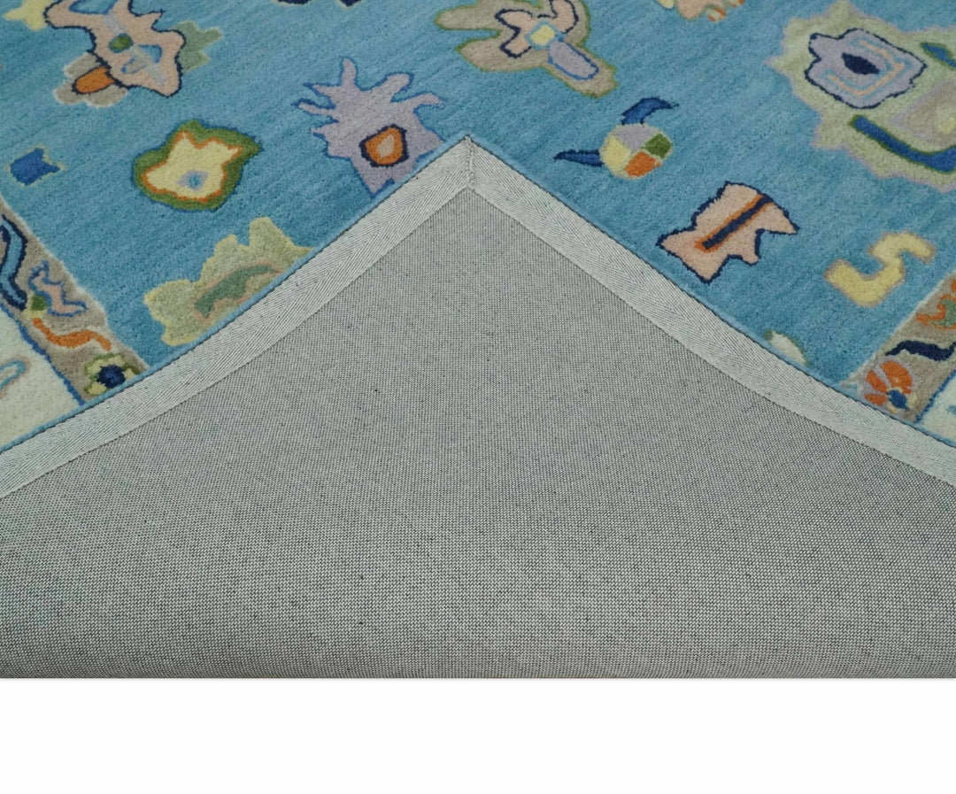 Hand Tufted Blue and Ivory Modern Colorful Oushak Rug, Kids, Living Room and Bedroom Rug | TRD6460 - The Rug Decor