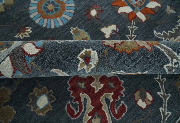 Hand Tufted Charcoal and Silver vintage colorful Modern Oushak Rug, Kids, Living Room and Bedroom Rug | TRD6493 - The Rug Decor