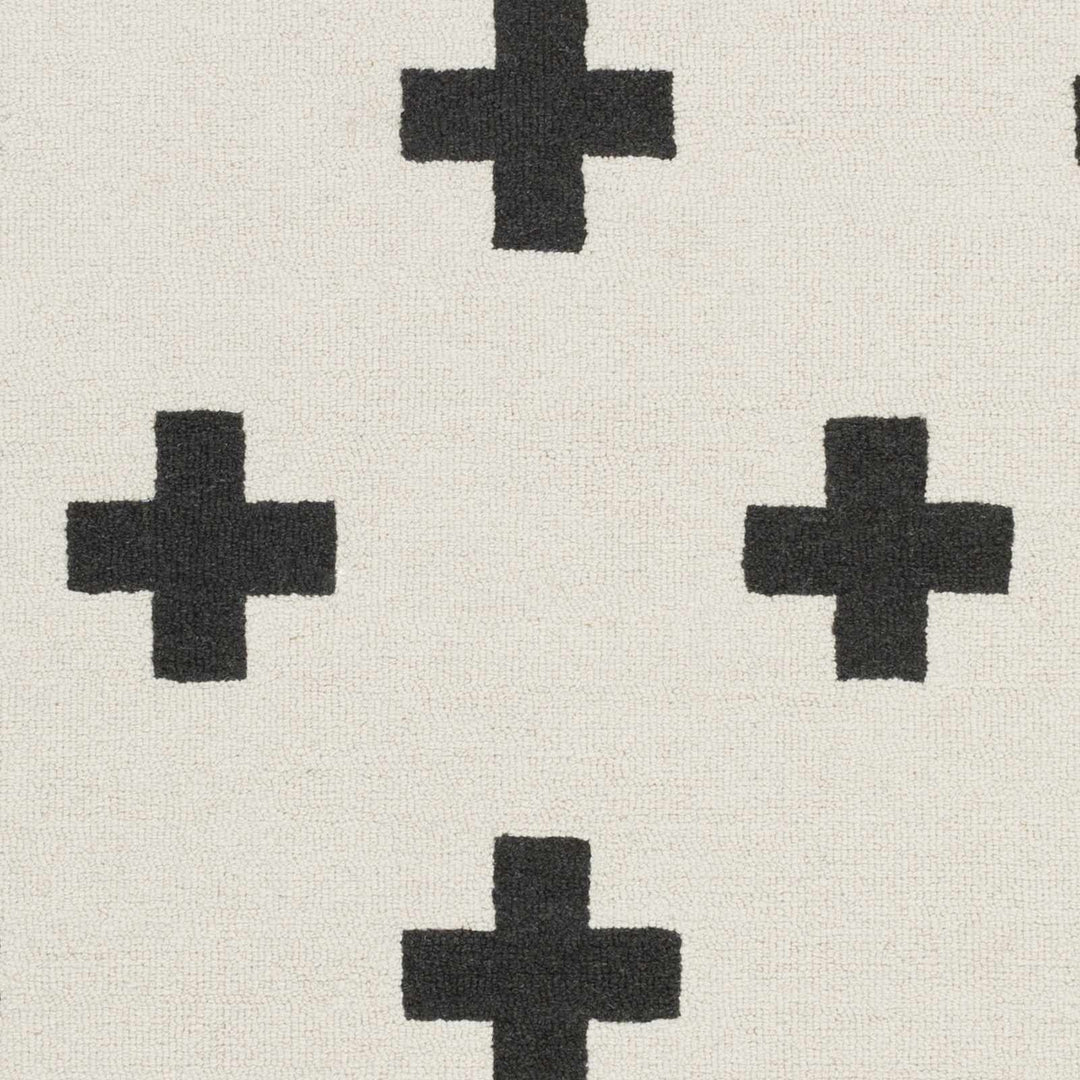 Hand Tufted Contemporary Cross Design Ivory and Black Wool Area Rug - The Rug Decor