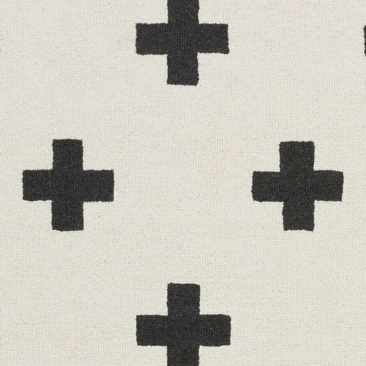 Hand Tufted Contemporary Cross Design Ivory and Black Wool Area Rug - The Rug Decor