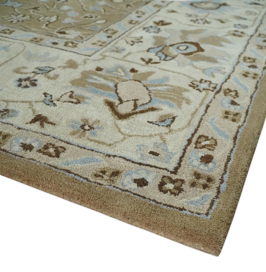 Hand Tufted Earthy Camel and Beige 8x10 Traditional Oushak Rug - The Rug Decor