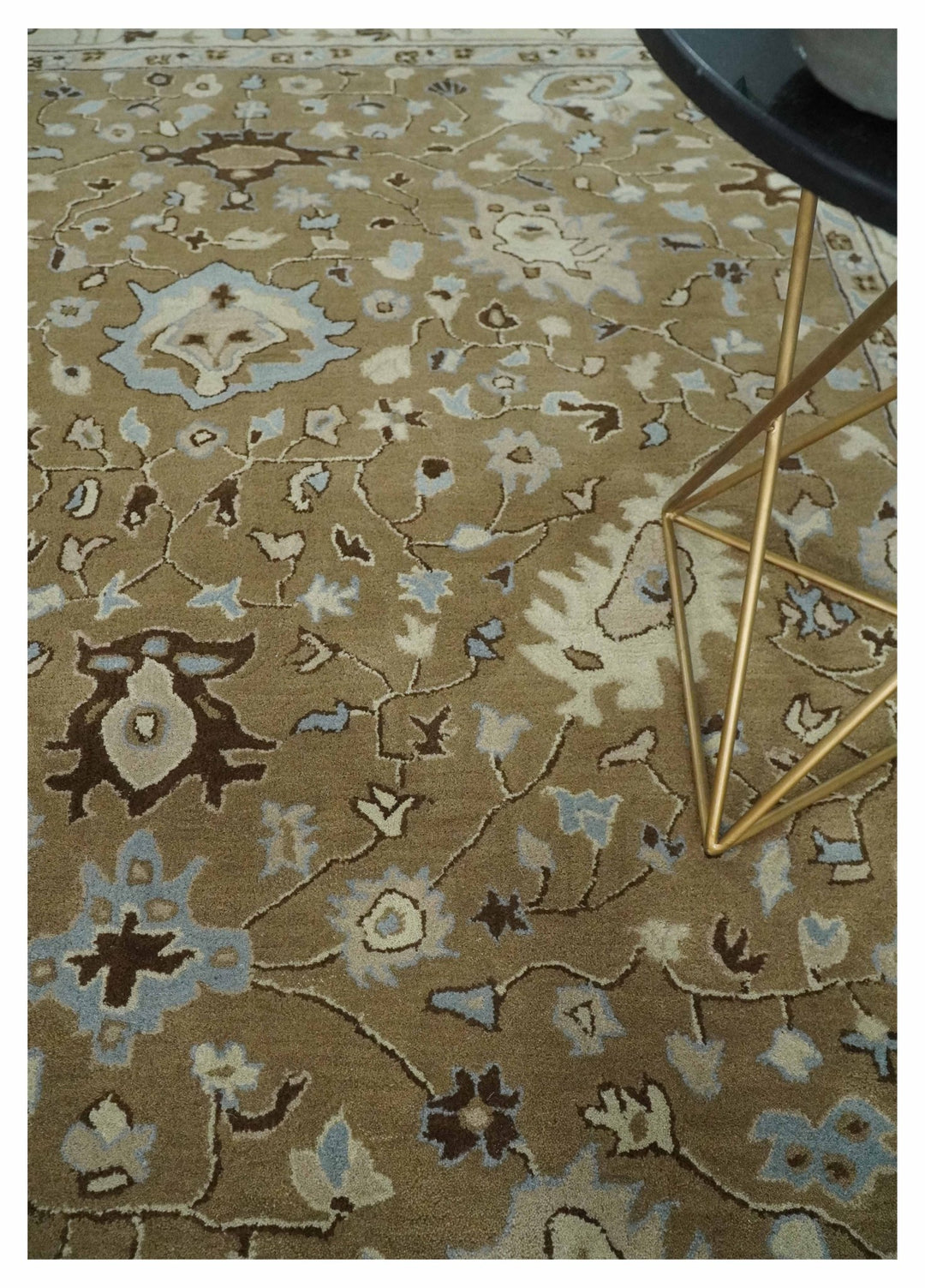 Hand Tufted Earthy Camel and Beige 8x10 Traditional Oushak Rug - The Rug Decor