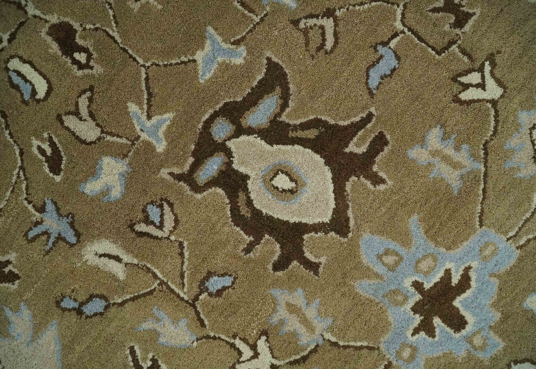 Hand Tufted Earthy Camel and Beige 8x10 Traditional Oushak Rug - The Rug Decor