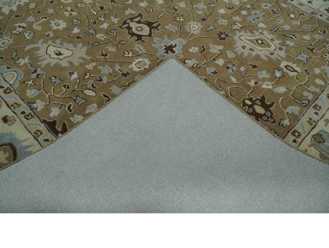 Hand Tufted Earthy Camel and Beige 8x10 Traditional Oushak Rug - The Rug Decor