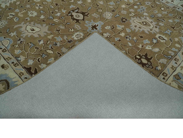 Hand Tufted Earthy Camel and Beige 8x10 Traditional Oushak Rug - The Rug Decor
