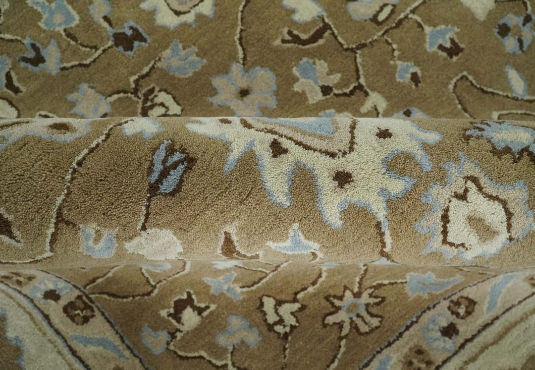 Hand Tufted Earthy Camel and Beige 8x10 Traditional Oushak Rug - The Rug Decor