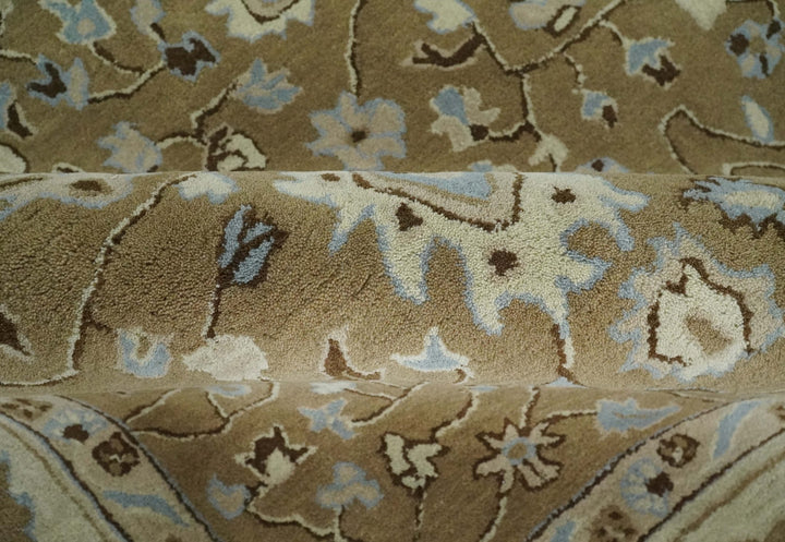Hand Tufted Earthy Camel and Beige 8x10 Traditional Oushak Rug - The Rug Decor