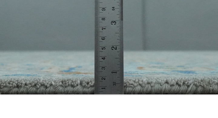 Hand Tufted Gray, Beige and Accent Blue Multi Size 8x10 Traditional Herati Design Wool Rug - The Rug Decor