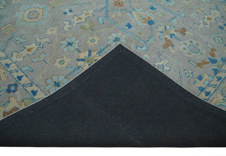 Hand Tufted Gray, Beige and Accent Blue Multi Size 8x10 Traditional Herati Design Wool Rug - The Rug Decor