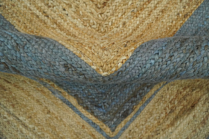 Hand Woven 100% Natural Fiber Blue and Brown Natural Jute Rug | JR2 - The Rug Decor