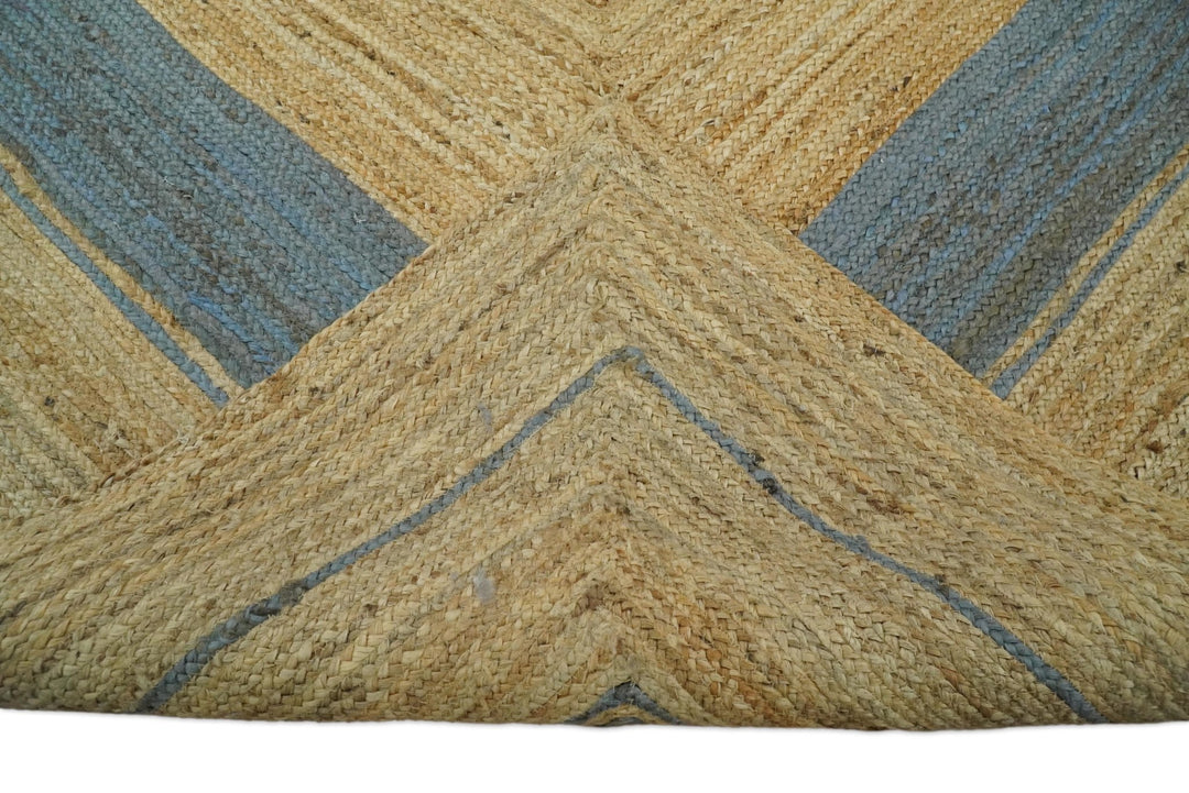 Hand Woven 100% Natural Fiber Blue and Brown Natural Jute Rug | JR2 - The Rug Decor