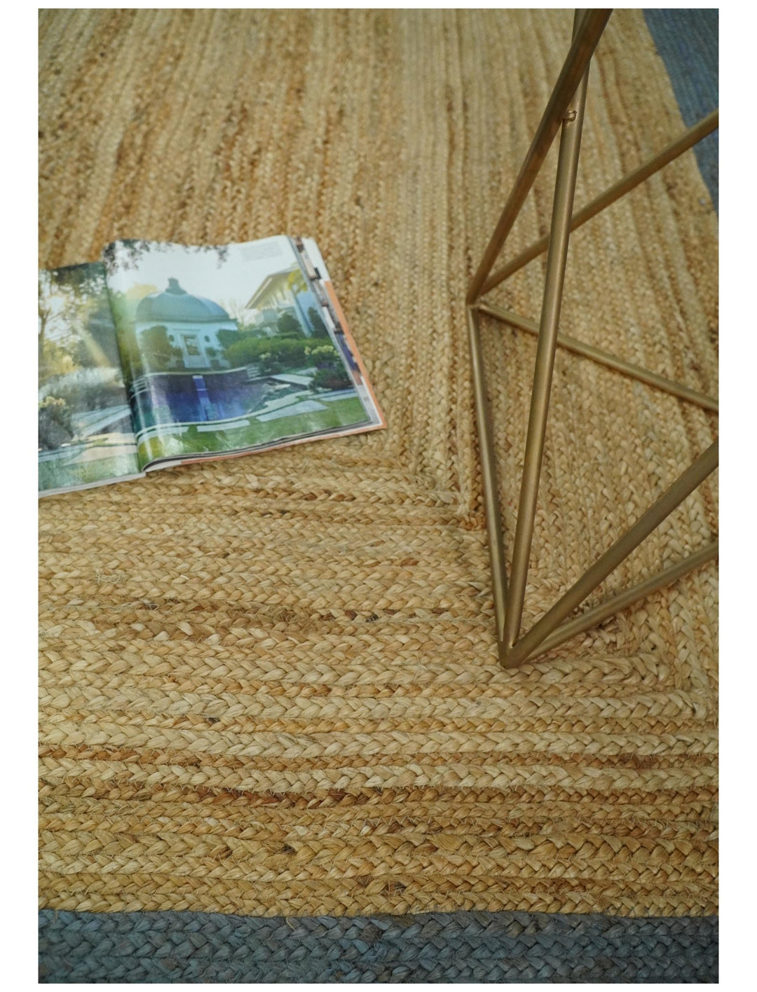 Hand Woven 100% Natural Fiber Blue and Brown Natural Jute Rug | JR2 - The Rug Decor