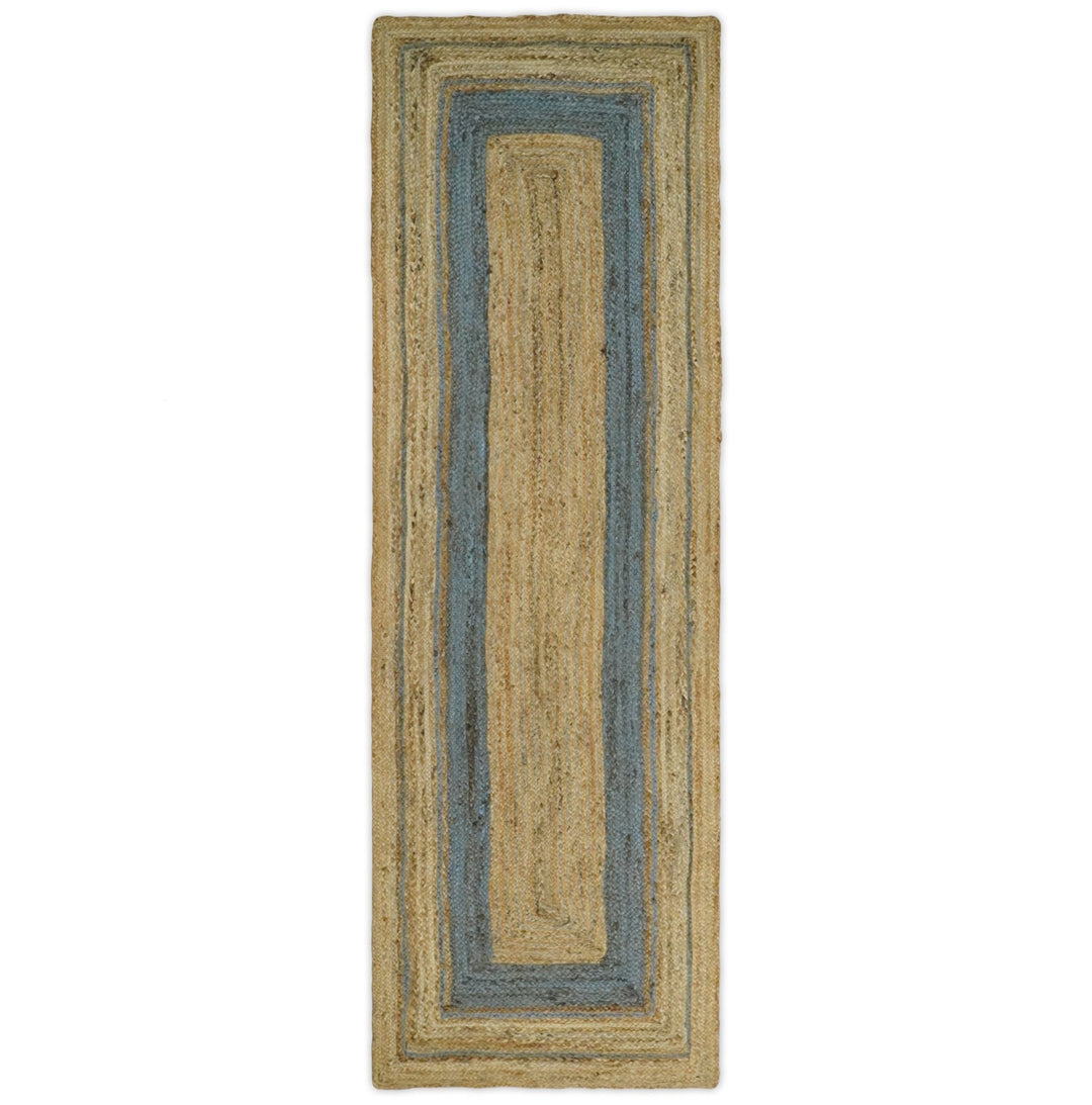 Hand Woven 100% Natural Fiber Blue and Brown Natural Jute Rug | JR2 - The Rug Decor