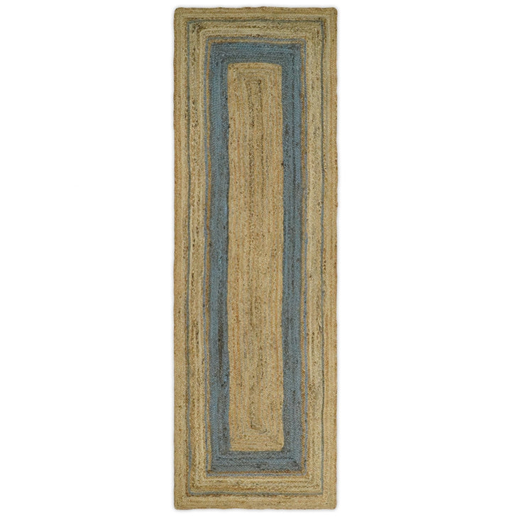 Hand Woven 100% Natural Fiber Blue and Brown Natural Jute Rug | JR2 - The Rug Decor