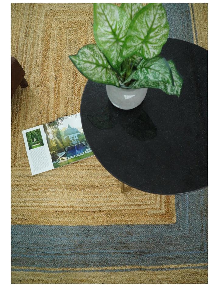 Hand Woven 100% Natural Fiber Blue and Brown Natural Jute Rug | JR2 - The Rug Decor