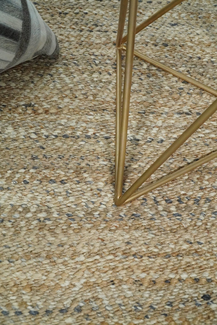 Hand Woven 100% Natural Fiber Brown Natural Jute and Wool Rug | JR10 - The Rug Decor