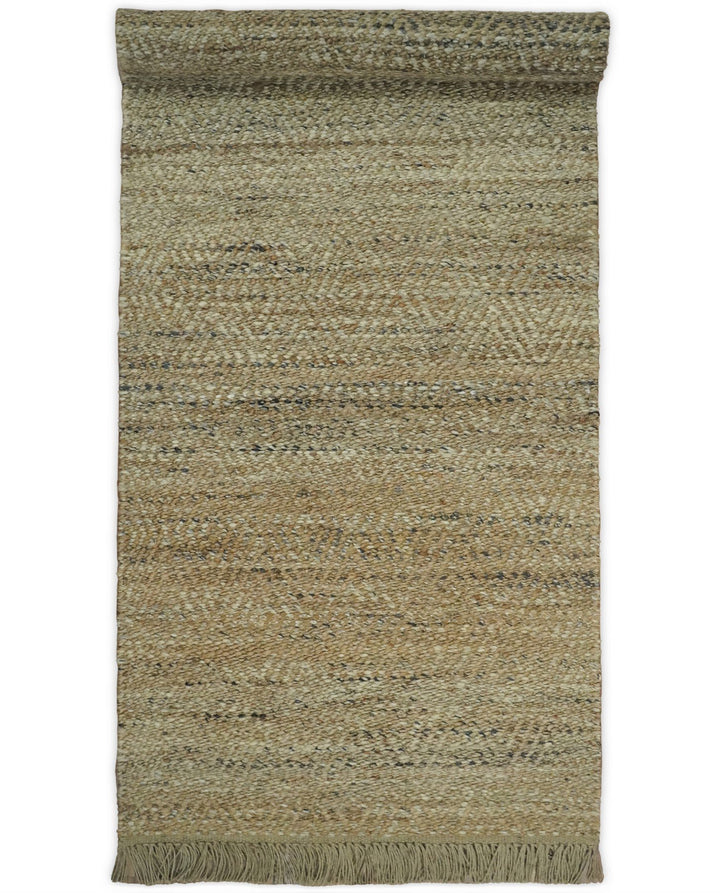 Hand Woven 100% Natural Fiber Brown Natural Jute and Wool Rug | JR10 - The Rug Decor