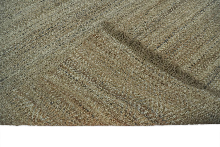 Hand Woven 100% Natural Fiber Brown Natural Jute and Wool Rug | JR10 - The Rug Decor