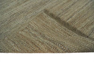 Hand Woven 100% Natural Fiber Brown Natural Jute and Wool Rug | JR10 - The Rug Decor