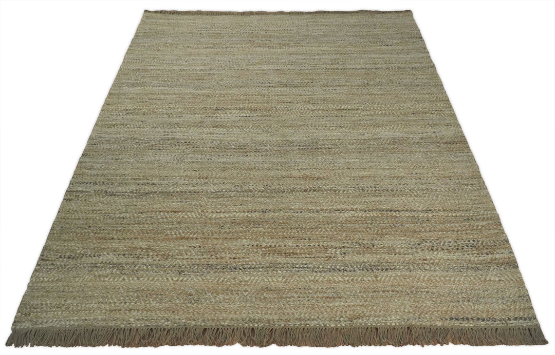 Hand Woven 100% Natural Fiber Brown Natural Jute and Wool Rug | JR10 - The Rug Decor