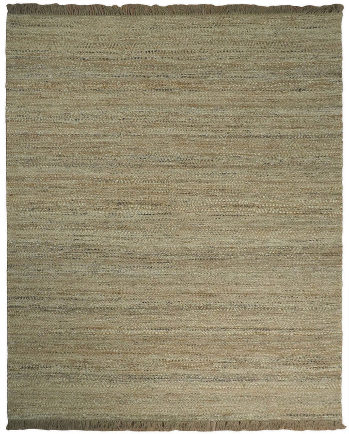 Hand Woven 100% Natural Fiber Brown Natural Jute and Wool Rug | JR10 - The Rug Decor