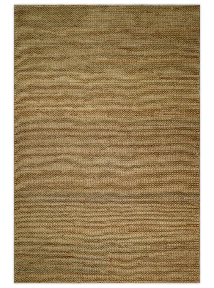Hand Woven 100% Natural Fiber Brown Natural Jute and Wool Rug | JR14 - The Rug Decor