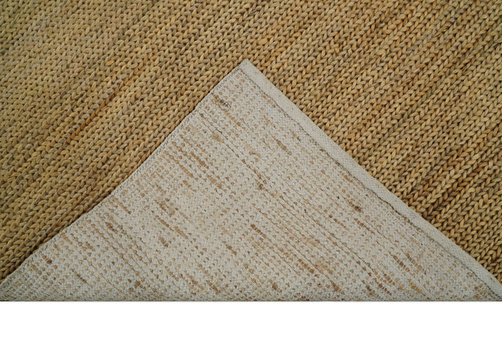 Hand Woven 100% Natural Fiber Brown Natural Jute and Wool Rug | JR14 - The Rug Decor