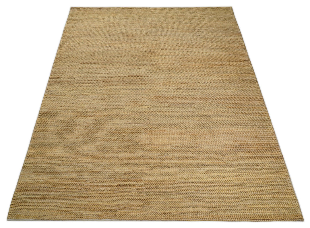 Hand Woven 100% Natural Fiber Brown Natural Jute and Wool Rug | JR14 - The Rug Decor